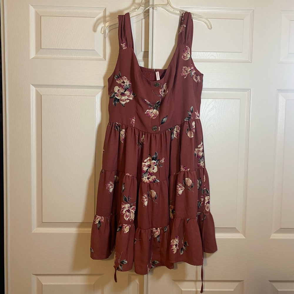 Pink Floral Tiered Dress